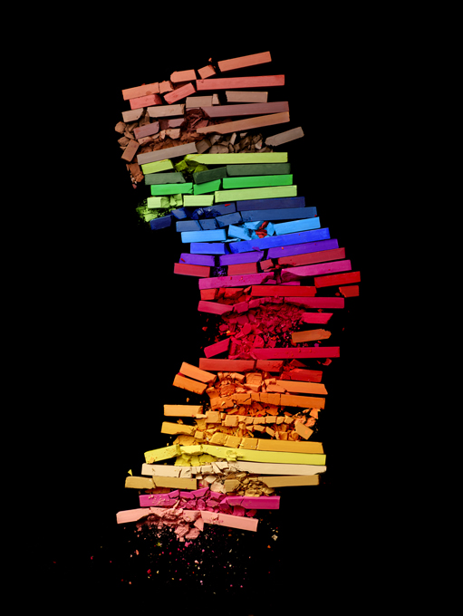 y broken pastels as face